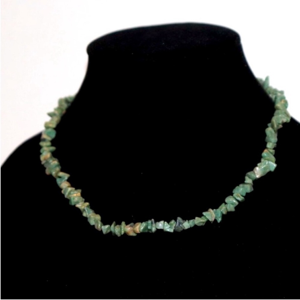 Vintage Natural Green Stone Necklace
